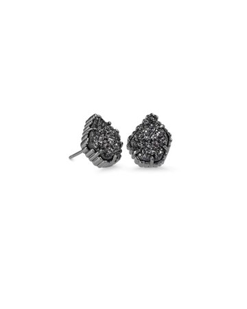Tessa Gunmetal Stud Earrings in Black Drusy | Kendra Scott