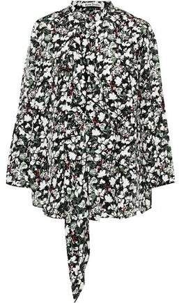 Bodil Pussy-bow Floral-print Silk Blouse