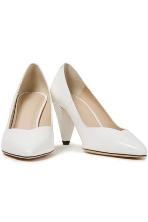 White Polished leather pumps | Sale up to 70% off | THE OUTNET | SANDRO | THE OUTNET