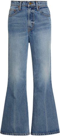 B SIDES Leni Cropped High-Rise Flared Jeans
