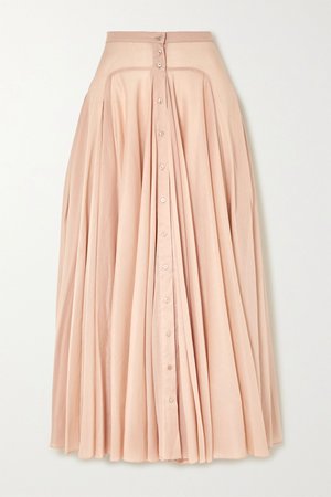Beige Pleated cotton-voile maxi skirt | Alaïa | NET-A-PORTER