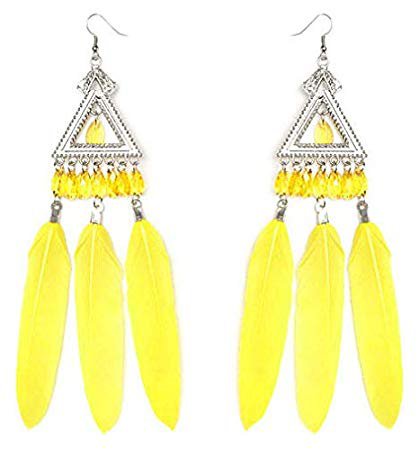 yellow feather earrings - Pesquisa Google