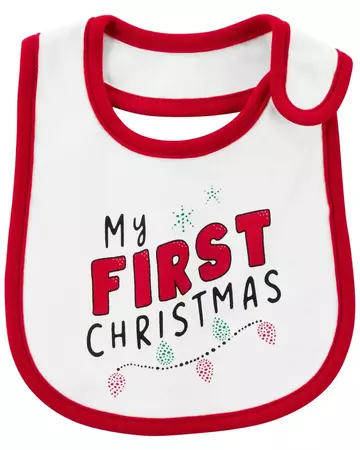 White/Red Baby My First Christmas Teething Bib | carters.com