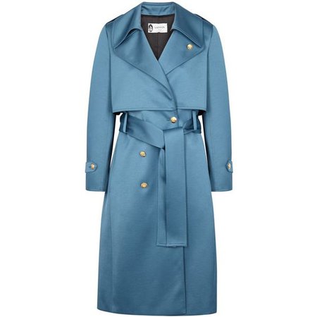 Lanvin Blue Double-breasted Satin Trench Coat