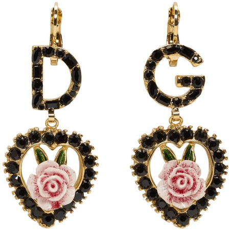 Dolce & Gabbana Black DG Heart Earrings