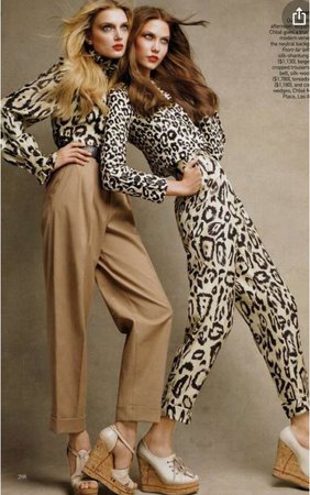 2 women wearing animal prints