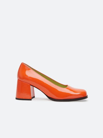 Carel Paris Shoes orange block heel pumps
