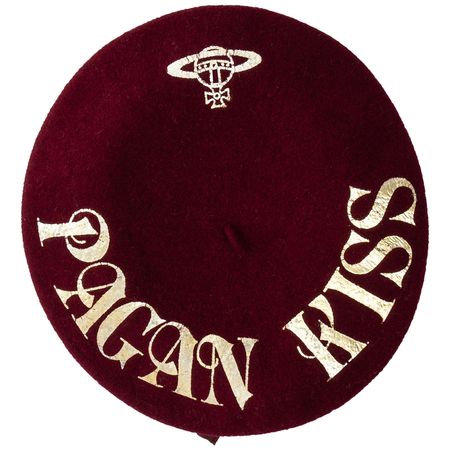 Vivienne Westwood red wool and gold ''PAGAN KISS'' beret, ss 1988