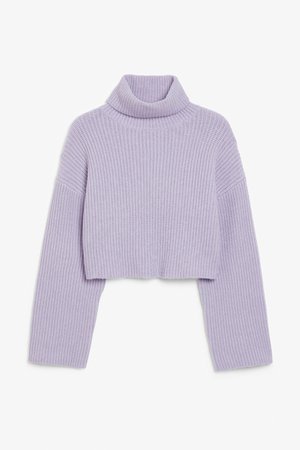 Cropped heavy knit sweater - Lovely lavender - Knitwear - Monki BE