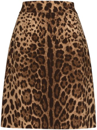 Shop brown Dolce & Gabbana leopard-print A-line skirt with Express Delivery - Farfetch