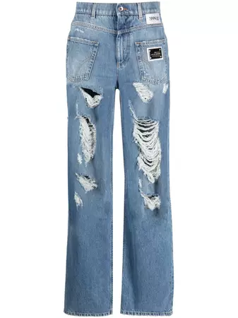 Dolce & Gabbana Distressed straight-leg Jeans - Farfetch