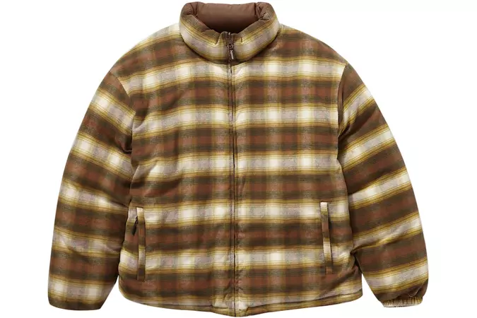 Supreme Flannel Reversible Puffer Jacket Brown - FW22 - US