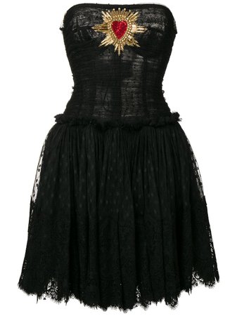 Dolce & Gabbana plumetis bustier dress with Sacred Heart patch £3,750 - Shop SS19 Online - Fast Delivery, Free Returns