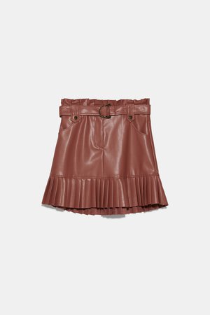 PLEATED FAUX LEATHER MINI SKIRT - View All-SKIRTS-WOMAN | ZARA Canada
