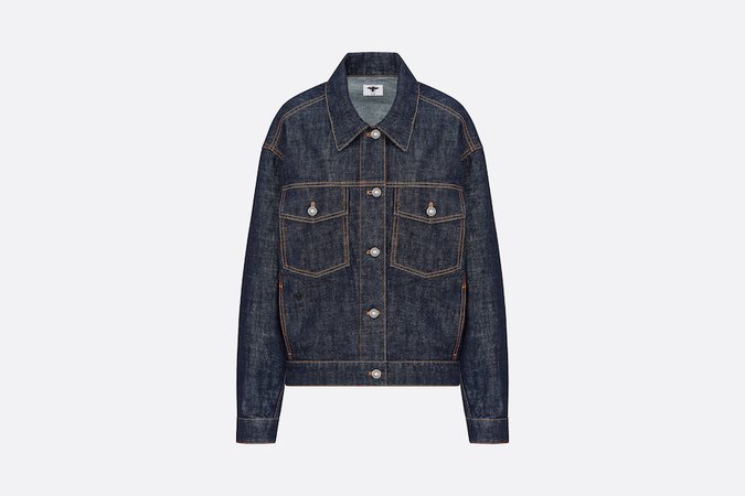 DIOR Oversized Jacket Deep Blue Cotton Denim | DIOR | ShopLook