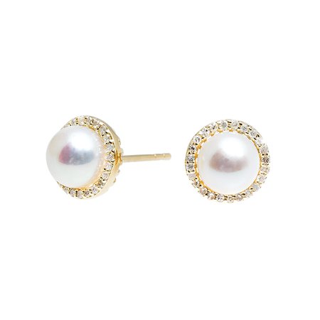 pearl halo stud earrings gold - Google Search