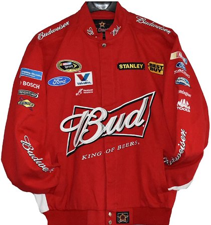 Amazon.com: Budweiser Nascar Jacket Size Medium Red and White: Clothing
