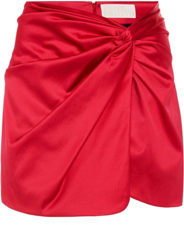 Peter Pilotto High-Rise Wrap-Detail Satin Skirt Size: 4