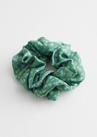 Floral Hair Scrunchie - Green Floral - Hairaccessories - & Other Stories