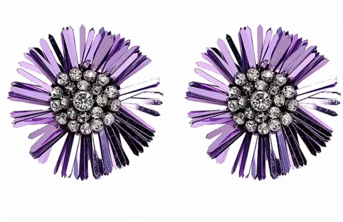 Purple rhinestone earrings