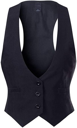 Design by Olivia Women's Casual Versatile Three Button Racerback Tuxedo Suit Waistcoat Vest Black 2XL at Amazon Women’s Clothing store