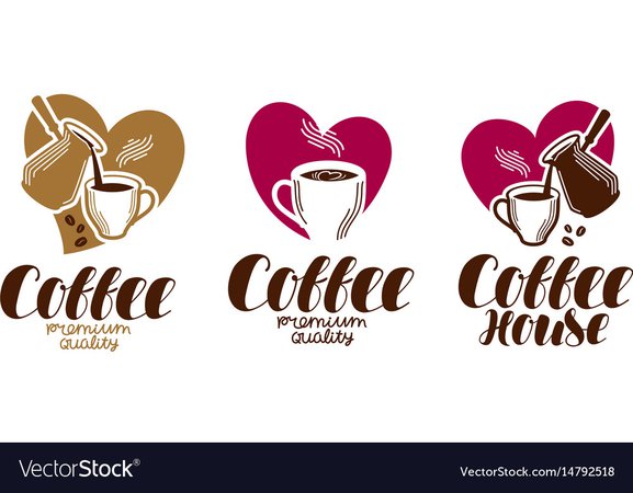 Coffee coffeehouse label set cafe cafeteria Vector Image