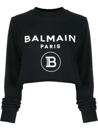Balmain Logo-Print Cropped Sweatshirt Ss20