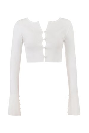 Clothing : Tops : 'Eloise' Ivory Cropped Cardigan