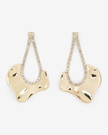 Rhinestone Outline Pave Drop Earrings | Express