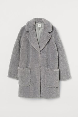 Short Faux Shearling Coat - Gray - Ladies | H&M CA