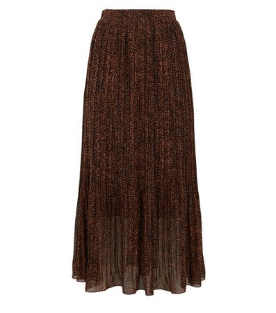 Rust Leopard Print Pleated Midi Skirt | New Look