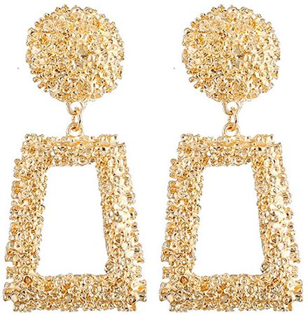 Amazon.com: Hollow Geometric Large Square Dangle Earrings Metal Statement Drop Earrings Punk Bohemian Raised Textured Design Big Hoop Earrings for Women Fashion Jewelry (Gold Rectangular Earring): Clothing, Shoes & Jewelry
