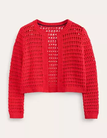 Crochet Cardigan - High Risk Red | Boden US