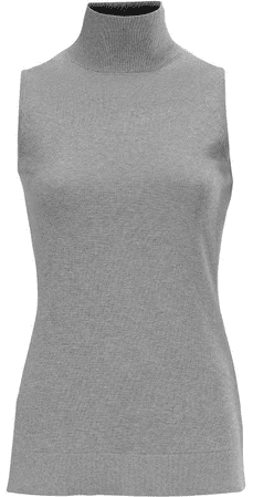 grey sleeveless turtleneck top