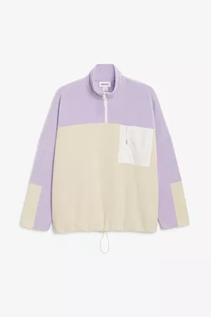 Fleece pullover - Lavender and beige - Sweatshirts & hoodies - Monki WW