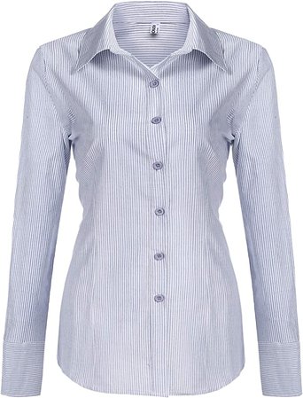 Hotouch Womens Cotton Basic Button Down Shirt Slim Fit Dress Shirts at Amazon Women’s Clothing store