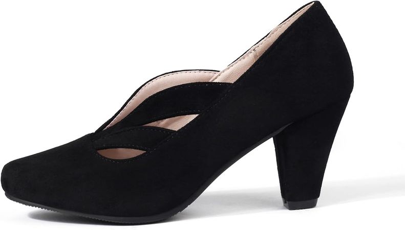 Amazon.com | Elerhythm Women's Mary Jane Vintage Heels Gatsby 1920s Pumps Closed Round Toe 1950s Victorian Retro Shoes (Black US6) | Shoes