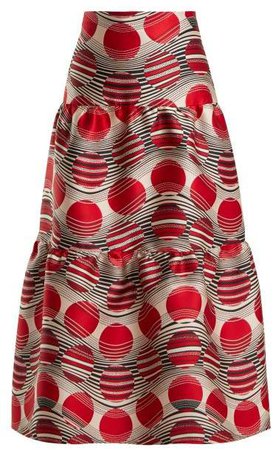 Optic Jacquard Skirt - Womens - Red Multi