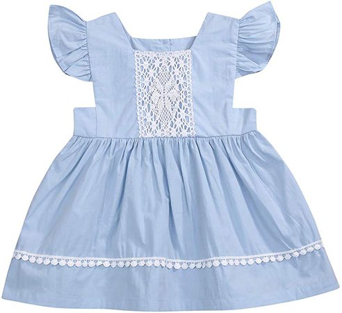 Amazon.com: Toddler Kids Little Girls Sleeveless Lace Wedding Birthday Party Princess Ruffle Dress Outfits (18-24Months, Blue): Clothing
