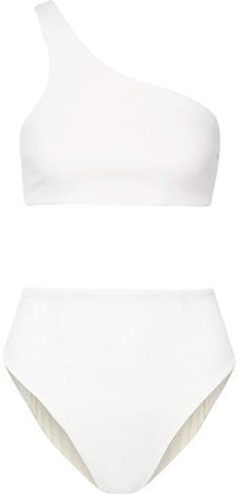 Perlin One-shoulder Stretch-crepe Bikini - White