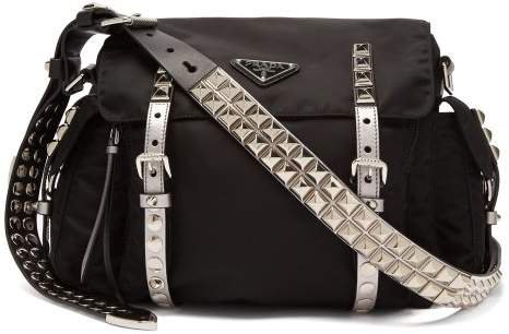 New Vela Leather Trimmed Cross Body Bag - Womens - Black Silver