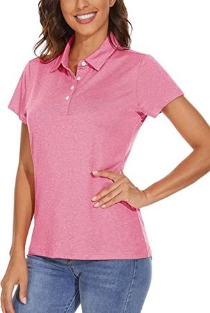 Womens Tops Summer Short Sleeve Polo T Shirts Casual Polo Shirts Athletic Polo Shirts Golf Polo Shirts Summer Shirts Polo for Women Pink at Amazon Women’s Clothing store