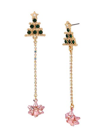 Betsey Johnson Christmas Tree Linear Earrings & Reviews - Earrings - Jewelry & Watches - Macy's