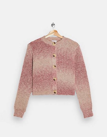 Topshop – Rosa batikmönstrad stickad kofta | ASOS top,rosa,höst track