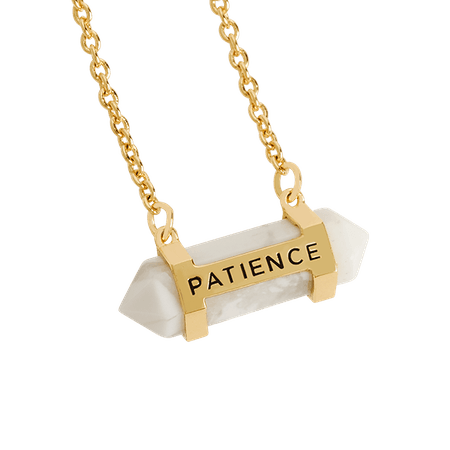 Gold "Patience" Howlite Pendant Necklace 16-19" | Origami Owl Custom Jewelry