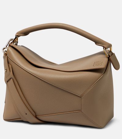 Puzzle Edge Leather Shoulder Bag in Neutrals - Loewe | Mytheresa