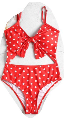 red polka dots swimwear