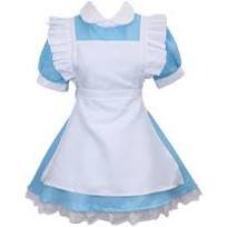 blue dress with apron