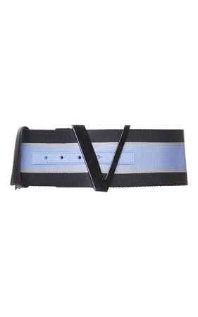 Versace Blue Striped Wide Belt