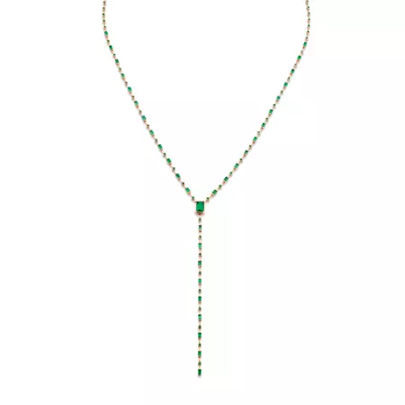MIXED EMERALD Y STATION NECKLACE – SHAY JEWELRY
